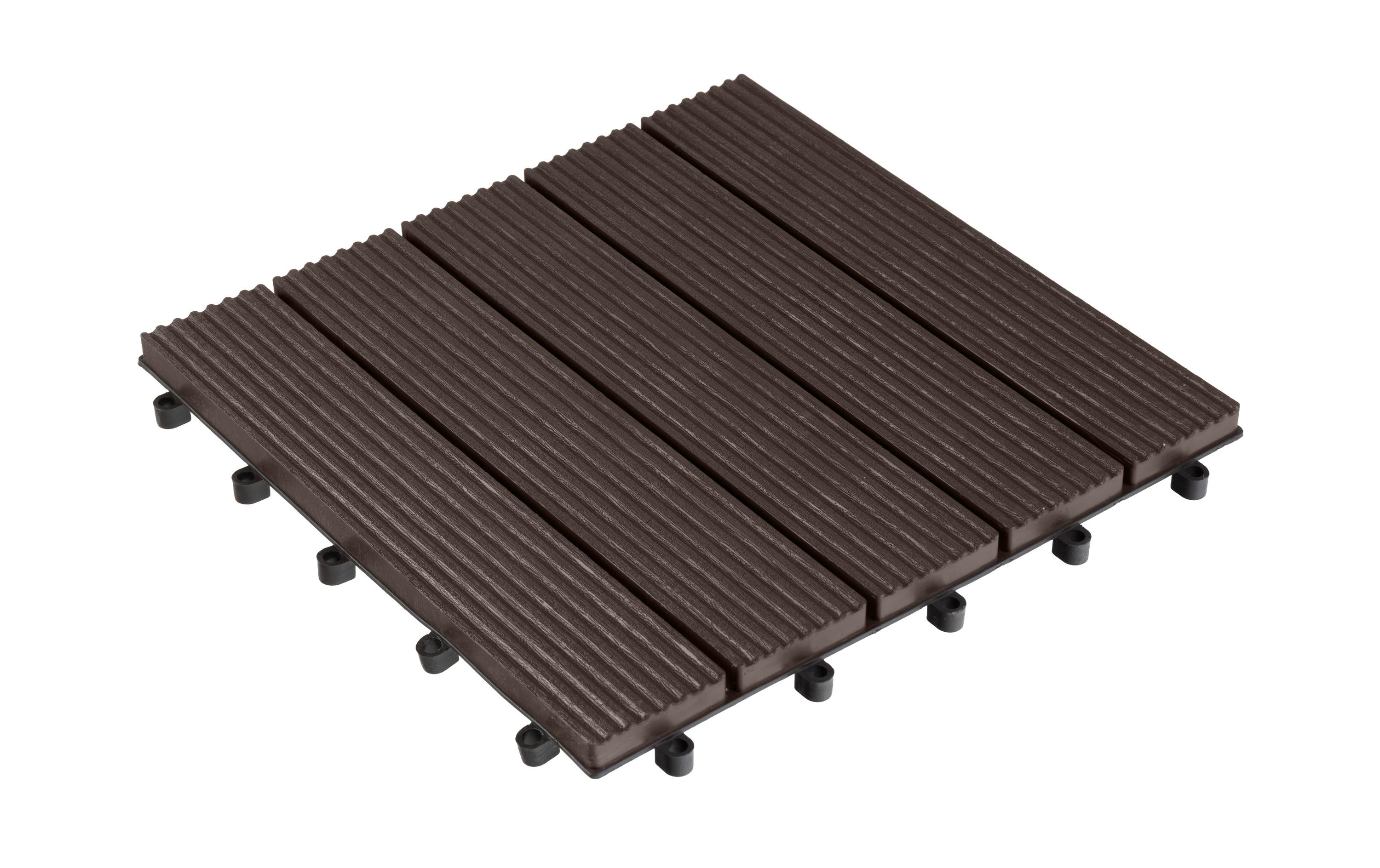Cocon Balkon- & Terrassenplatte – 30 × 30 × 2,4 cm, Polypropylen (PP), Braun, Klickverbindung, 6 Stk.