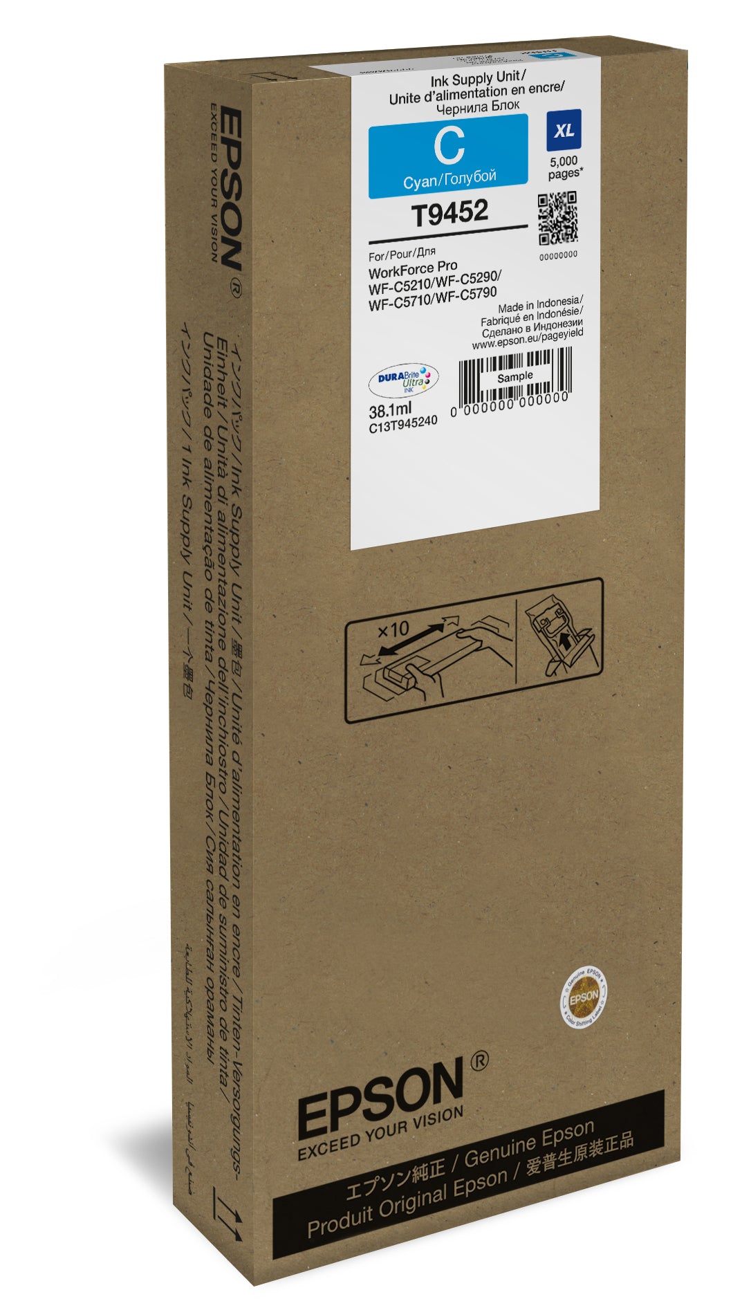 Epson Tintenpatrone, Cyan, XL, 5'000 Seiten, Original – für WorkForce Pro WF-C5790DWF, WF-C5710DWF, WF-C5290DW
