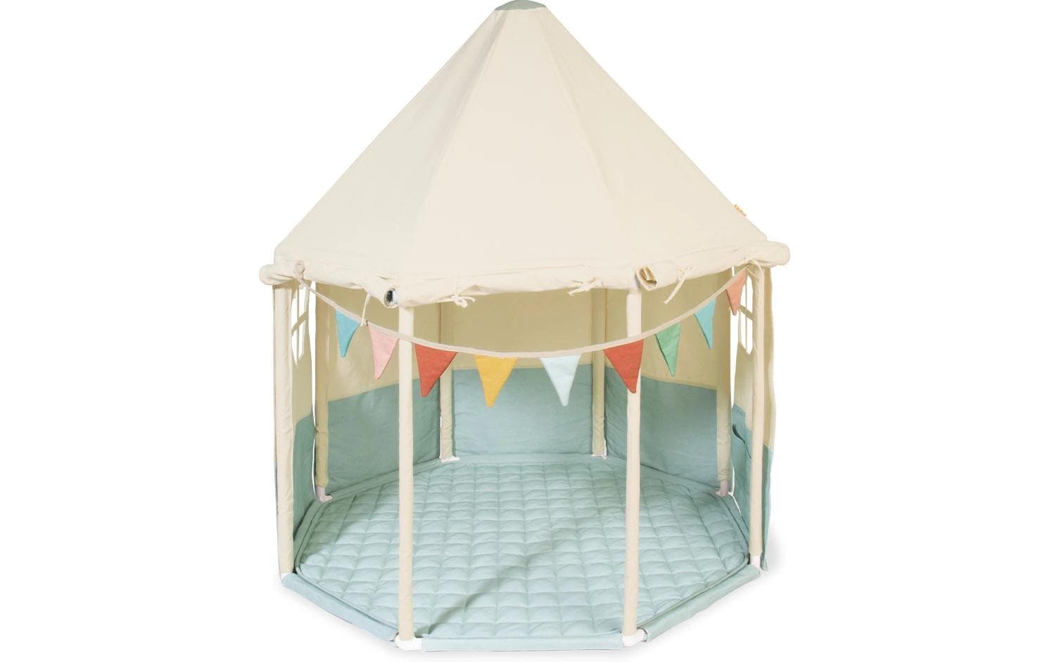 Pinolino Kinderträume Pavillon Yuma – Baumwolle, Kiefernholz, Polyester – Blau/Weiss
