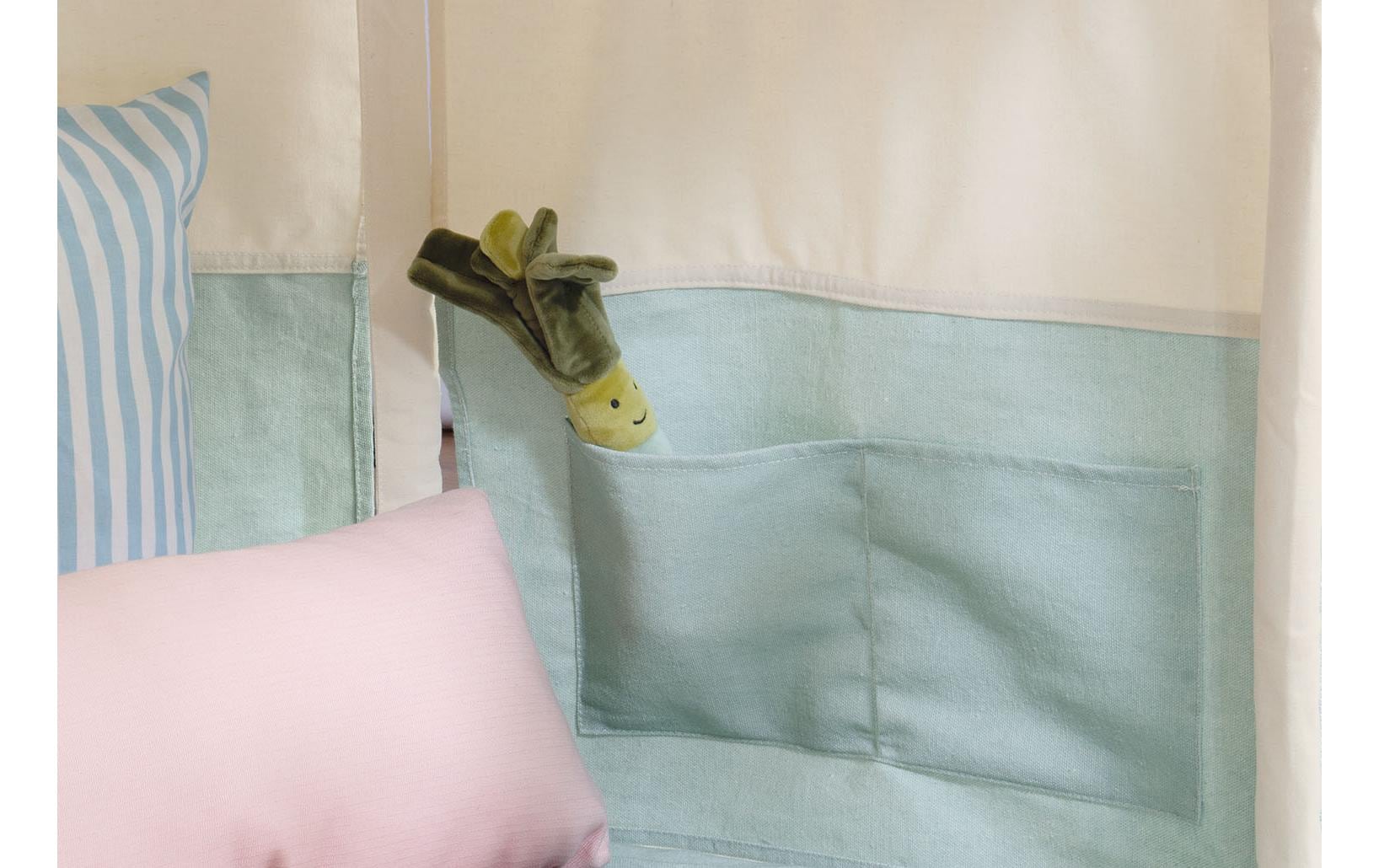 Pinolino Kinderträume Pavillon Yuma – Baumwolle, Kiefernholz, Polyester – Blau/Weiss