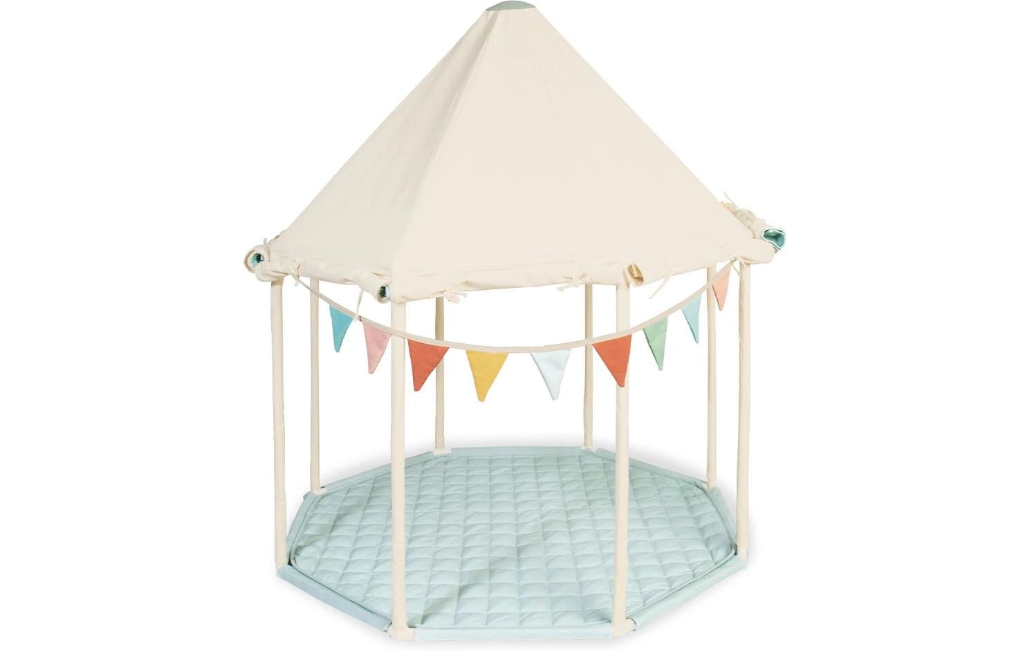 Pinolino Kinderträume Pavillon Yuma – Baumwolle, Kiefernholz, Polyester – Blau/Weiss