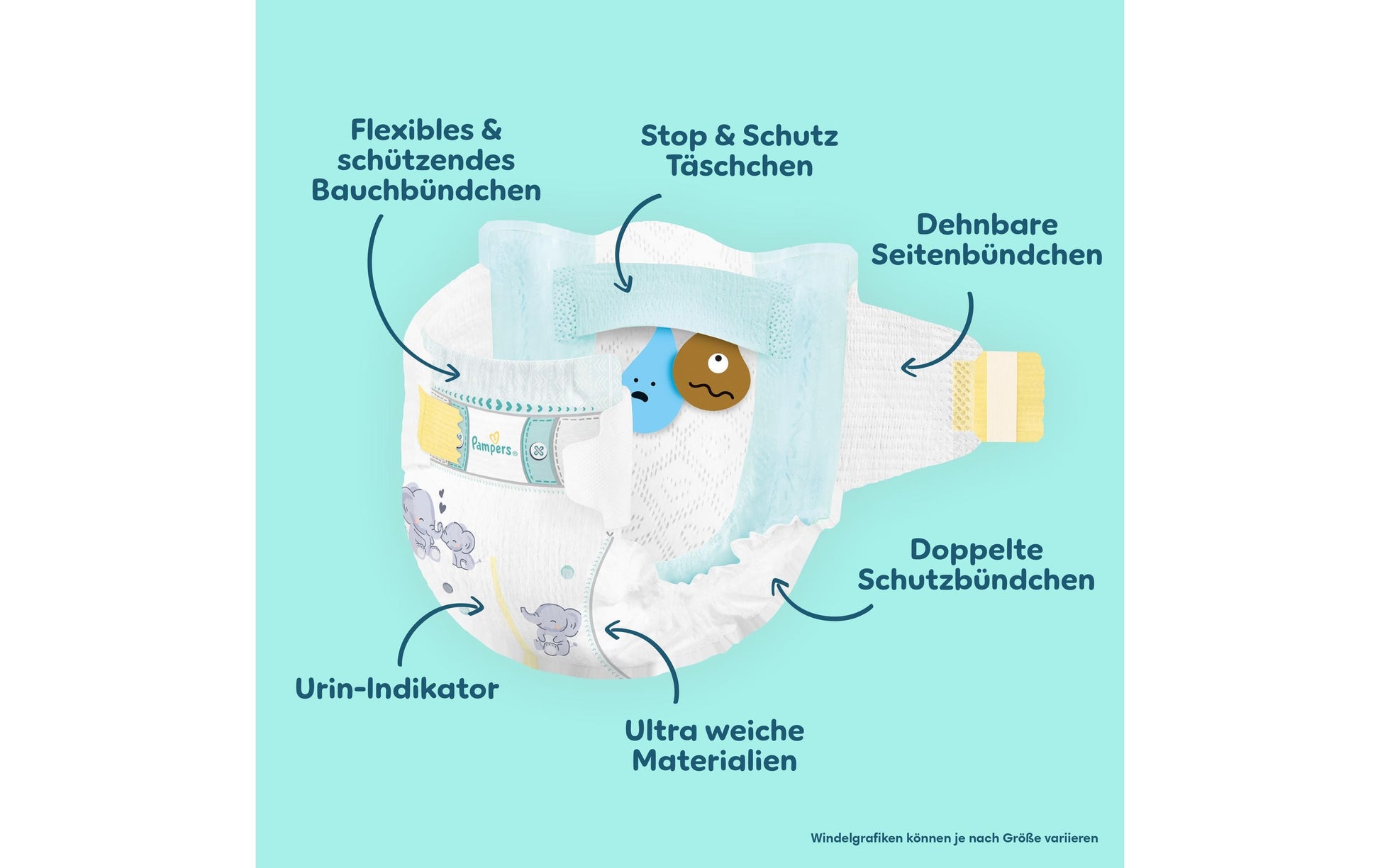 Pampers Windeln Premium Protection Maxi Gr. 4+ (10–15 kg) – Monatsbox – 162 Stk – weiss