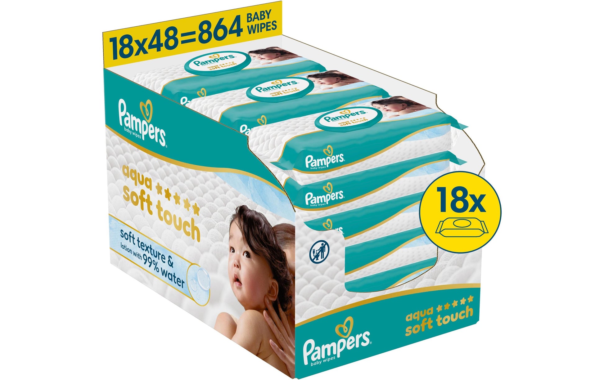 Pampers Feuchttücher Aqua Soft Touch – 864 Stk