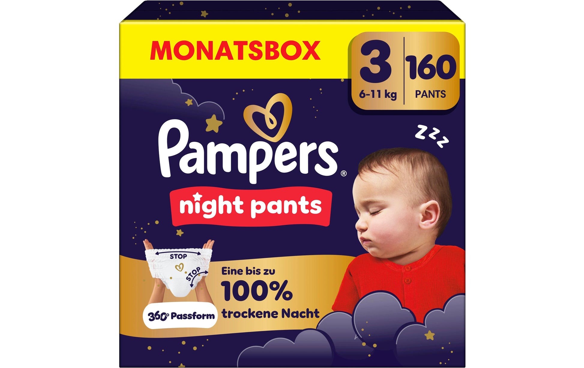 Pampers Windeln Baby Dry Night Pants – Grösse 3 – 160 Stück – weiss