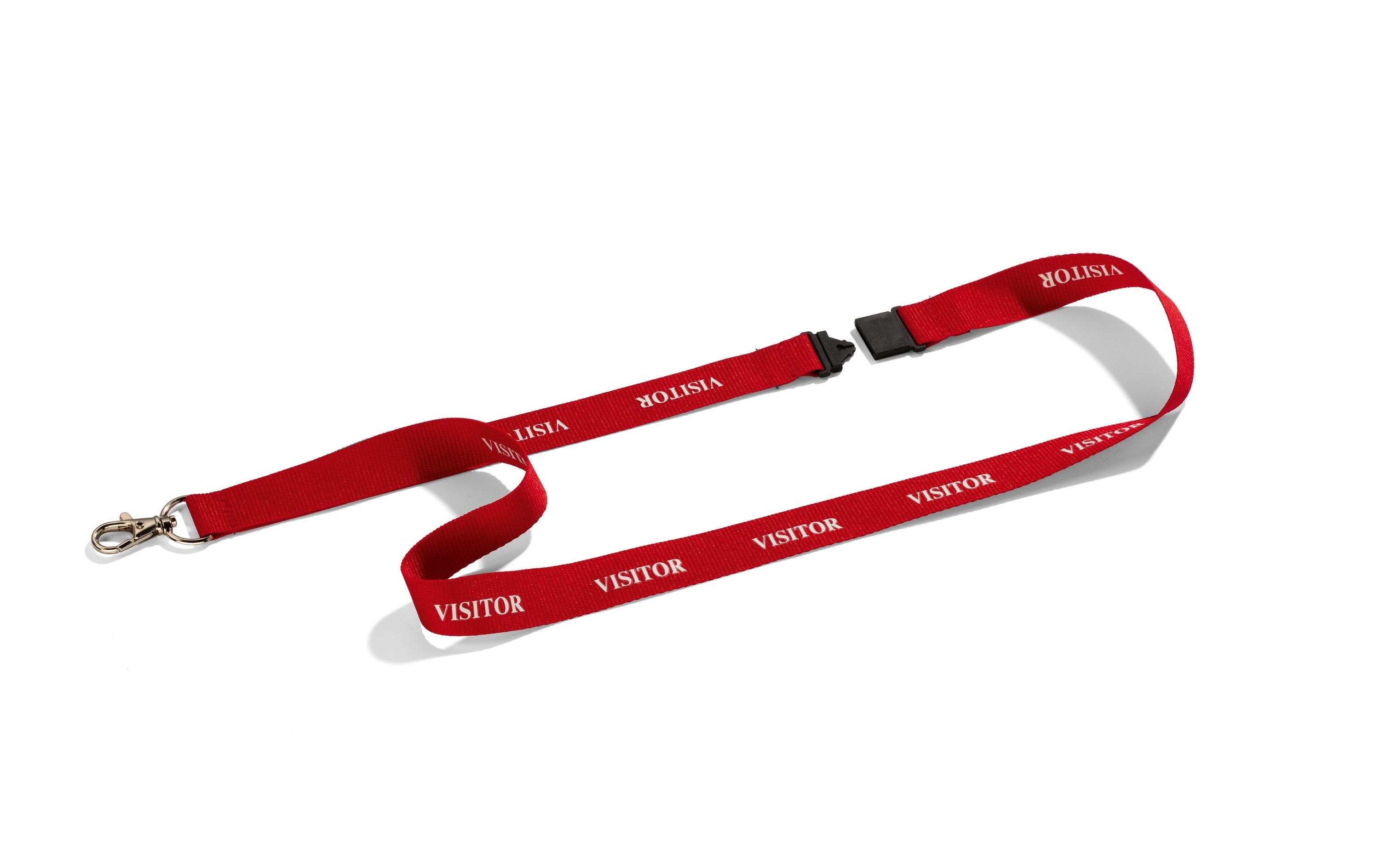 Durable Ausweishalter Visitor – mit Karabiner – rot – Textilband