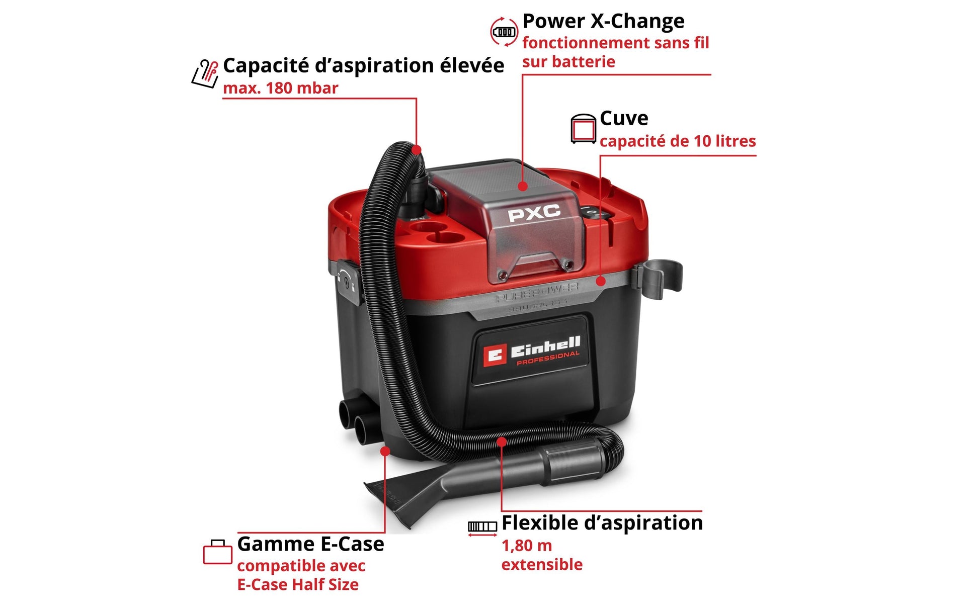 Einhell professional Einhell Nass-/Trockensauger TP-VC 18/10 Li BL L-Solo – 10 l, 18 V
