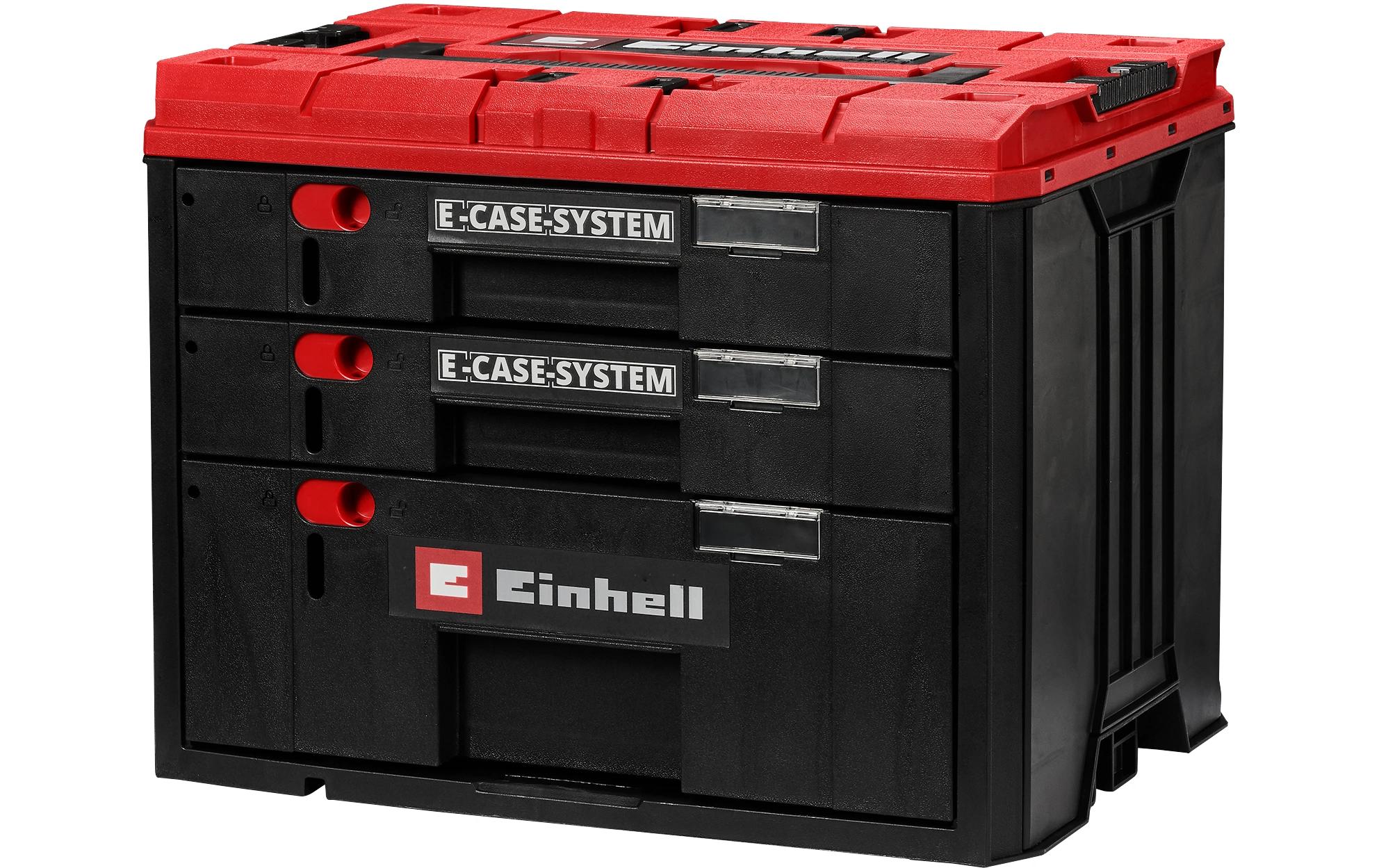 Einhell E-Case Systemkoffer – mit Tragegriff, Sichtfenster, 3 Schubladen, abschliessbar, für Einhell E-Case