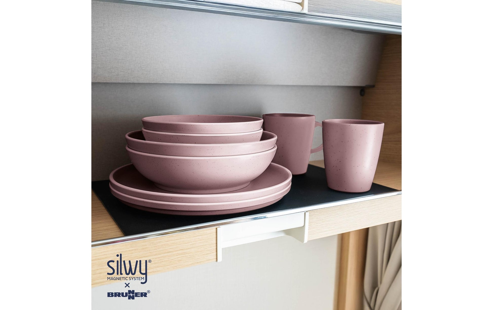 Silwy Geschirr-Set DOLOMIT ROSE – 300 ml, Kunststoff, Rosa, stapelbar