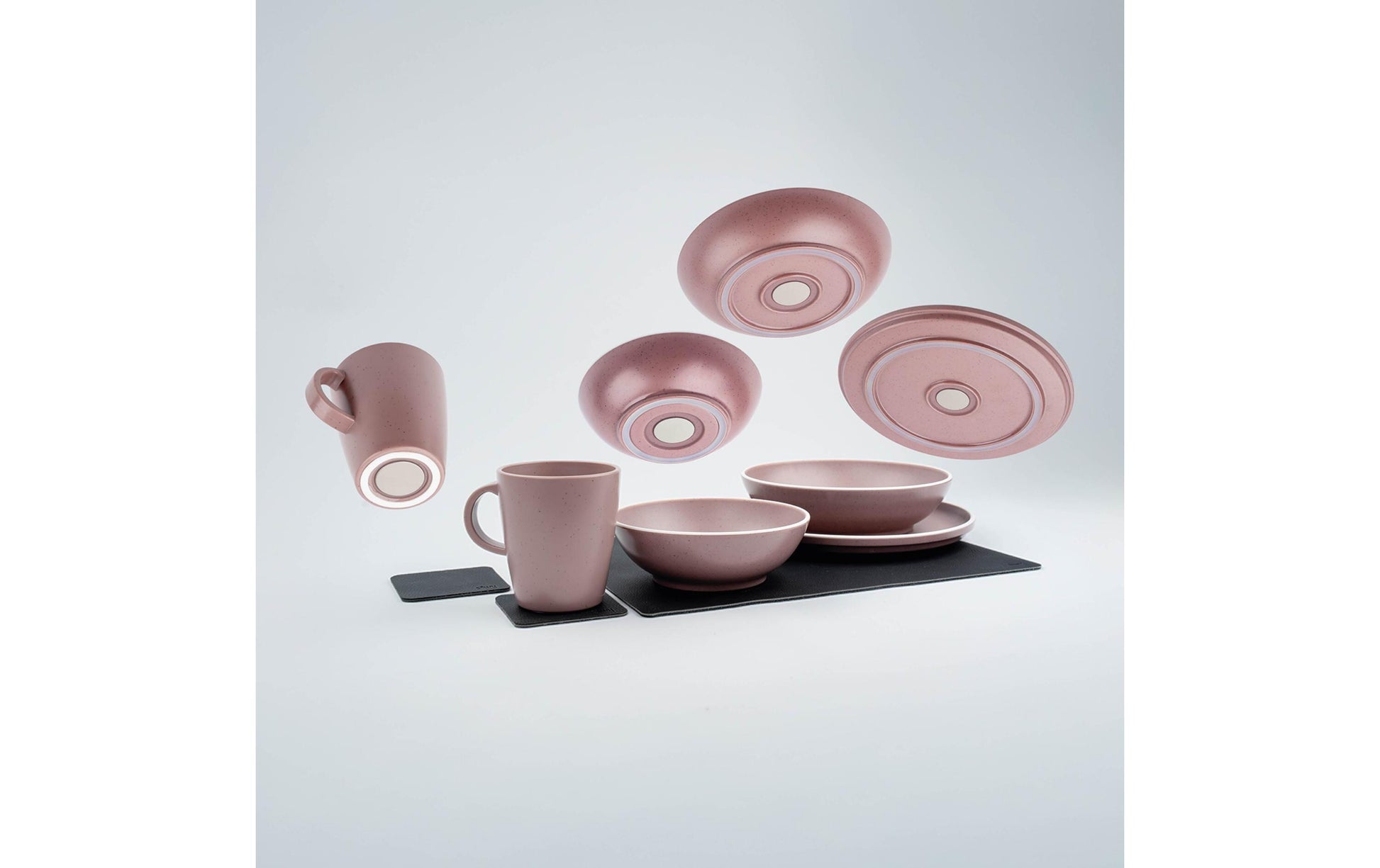 Silwy Geschirr-Set DOLOMIT ROSE – 300 ml, Kunststoff, Rosa, stapelbar