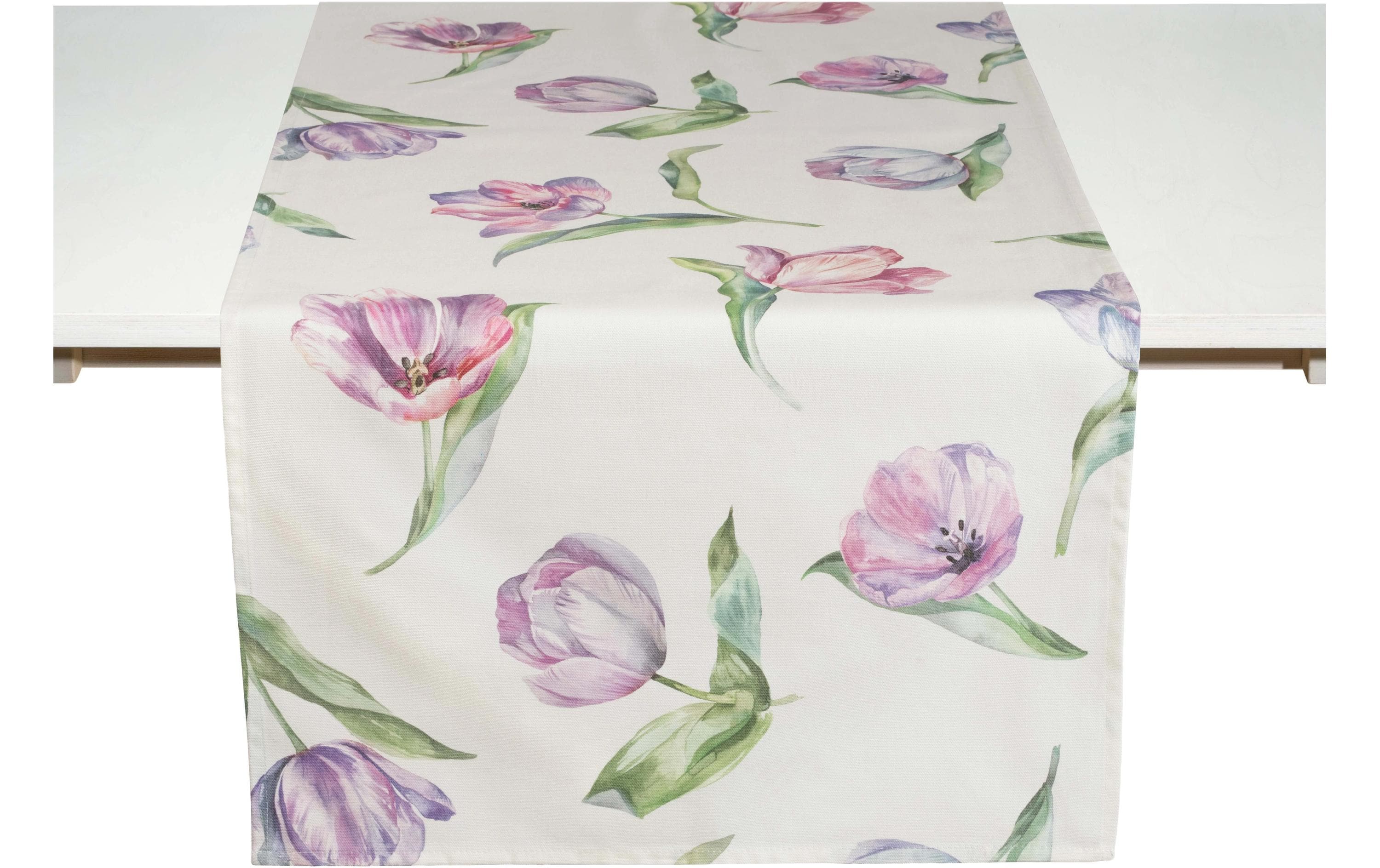 Pichler Tischläufer Tulips – Baumwolle, Tulpenmuster, 50 × 1,5 m