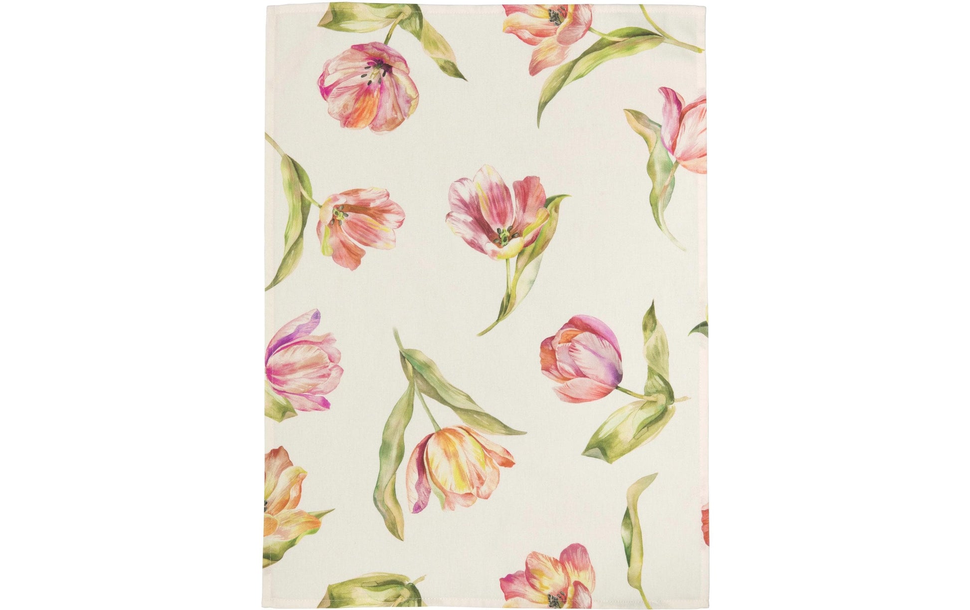 Pichler Geschirrtuch TULIPS – 50 × 70 cm, Beige/Orange/Rosa, Baumwolle