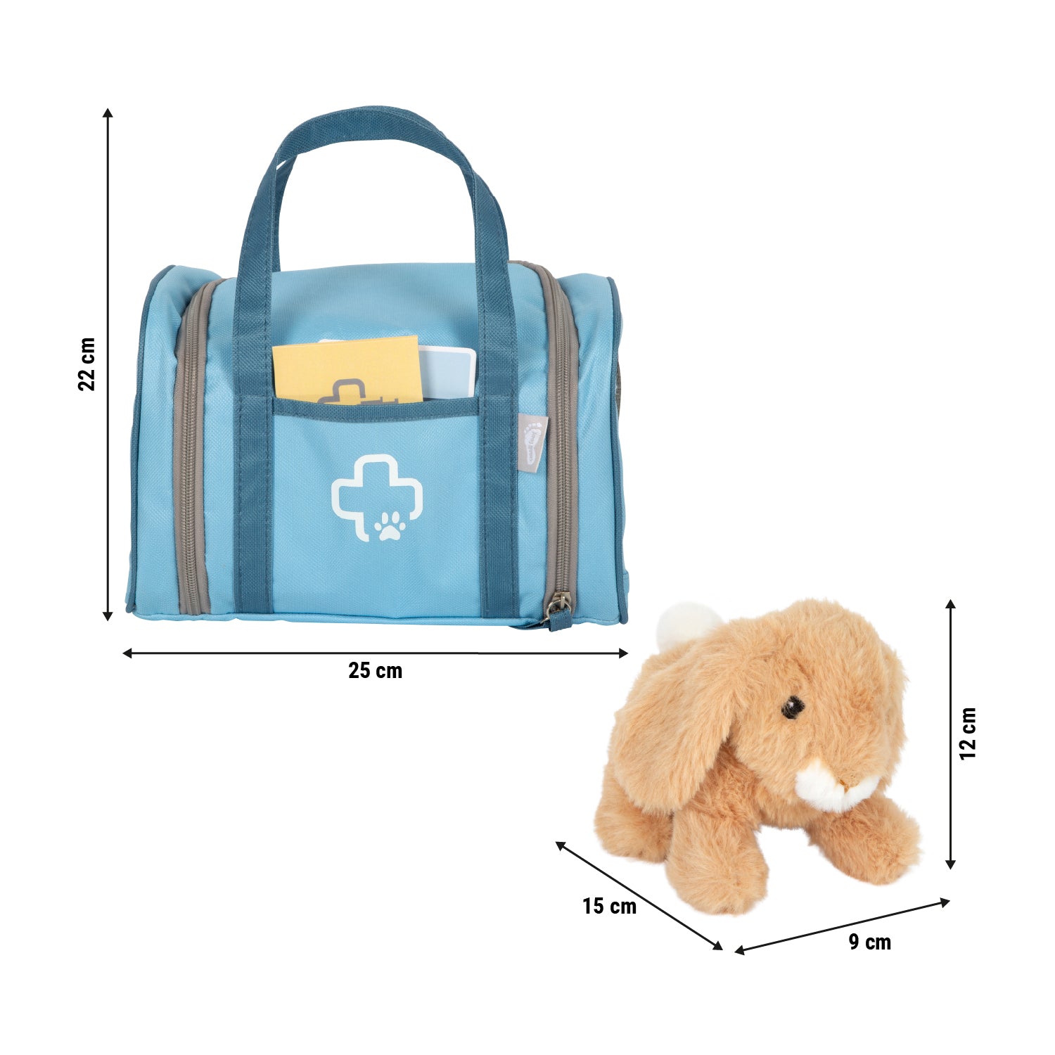 Small foot Tierarzt-Tasche – Hase – inkl. Plüschtier und Arztzubehör – 25,0 × 22,0 × 16,0 cm – ab 3 J.