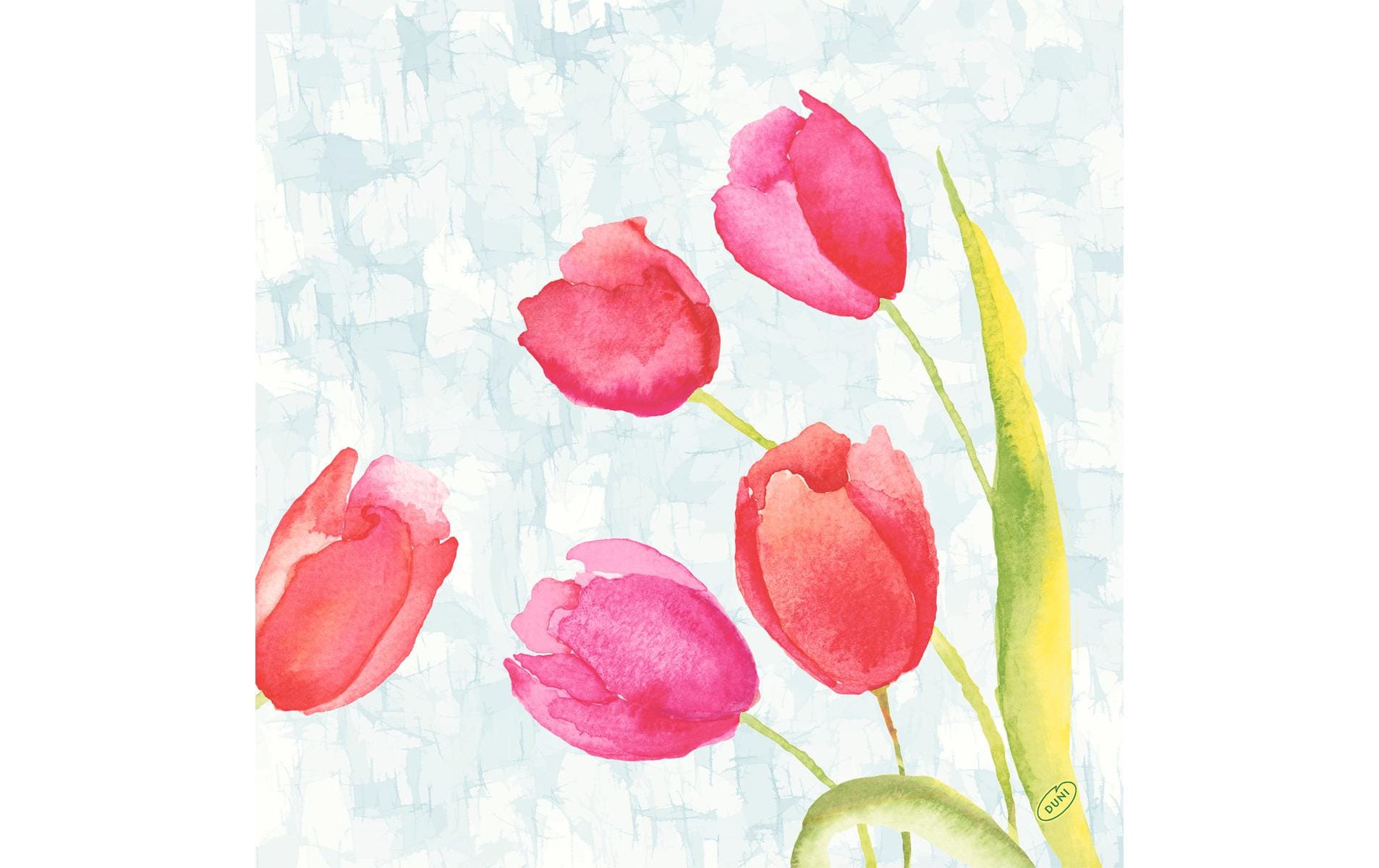 Duni Servietten Painted Tulips, mehrfarbig – 40 × 40 cm, 4-lagig