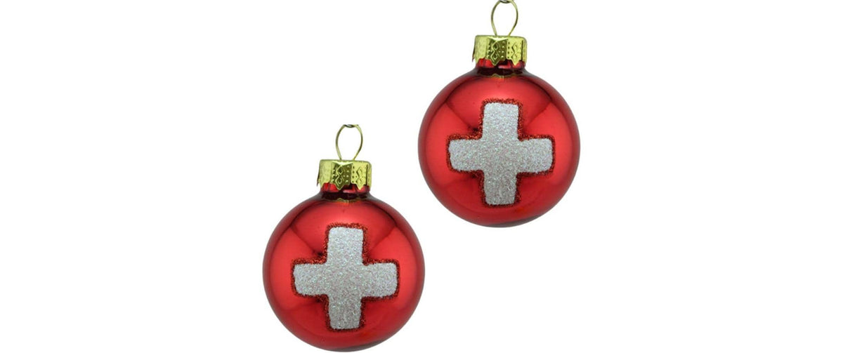 Creanorm Weihnachtskugel – Ø 2 cm – Glas, Mehrfarbig – 2-teilig
