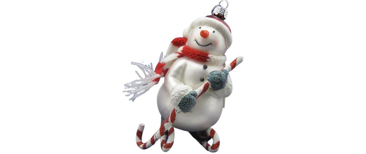 Creanorm Schneekugel Schneemann mit Schlitten – Glas, Mehrfarbig