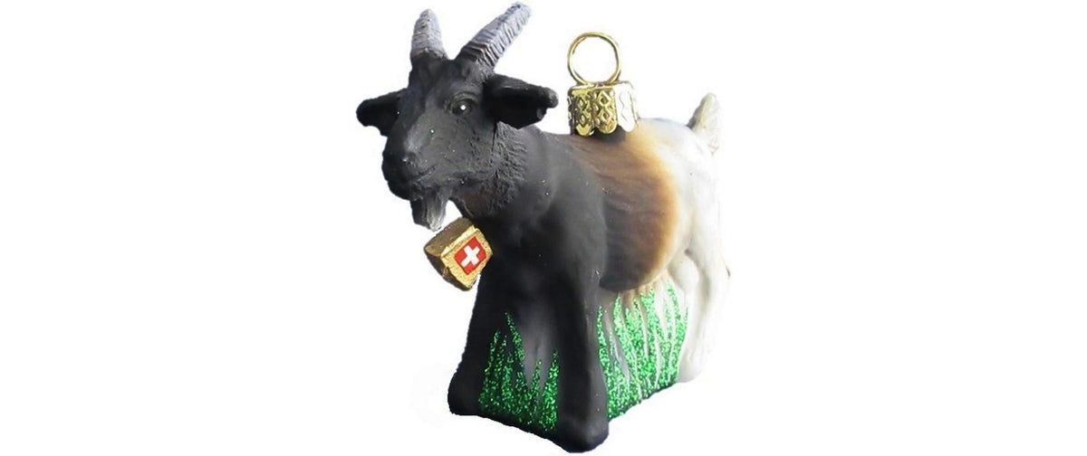 Creanorm Weihnachtskugel Walliser Ziege – 12,2 × 9,7 × 5,3 cm – Glas, mehrfarbig