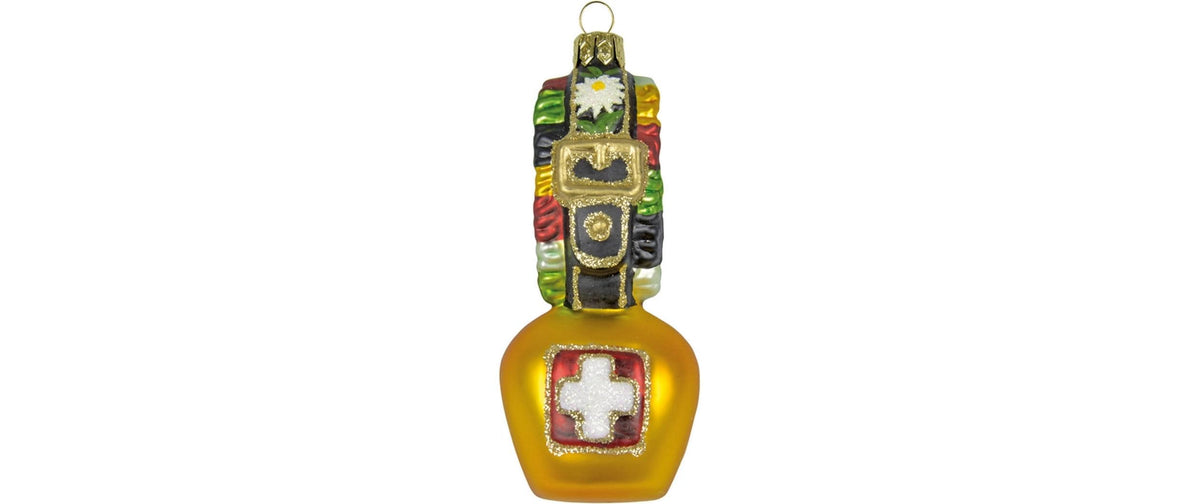 Creanorm Weihnachtskugel – Glocke mit Schweizerkreuz – Glas, mehrfarbig