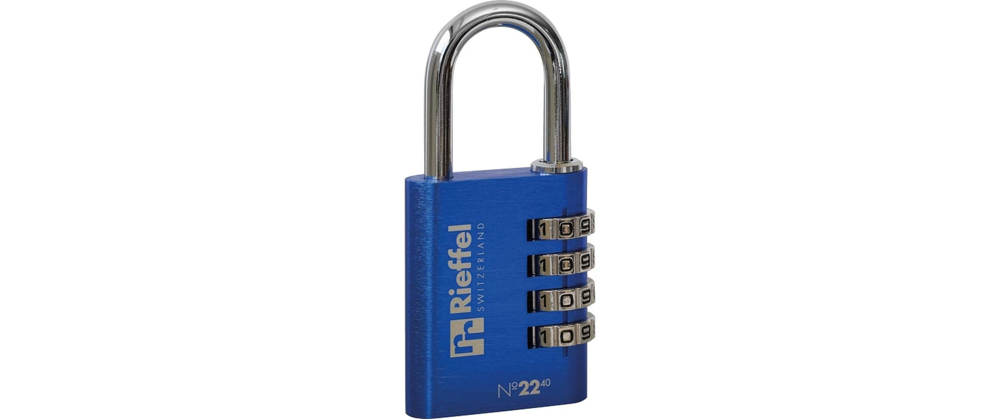 Rieffel Nr. 22 Kombinationsschloss – Aluminium, 22×40 mm, Sicherheitslevel 3, Blau