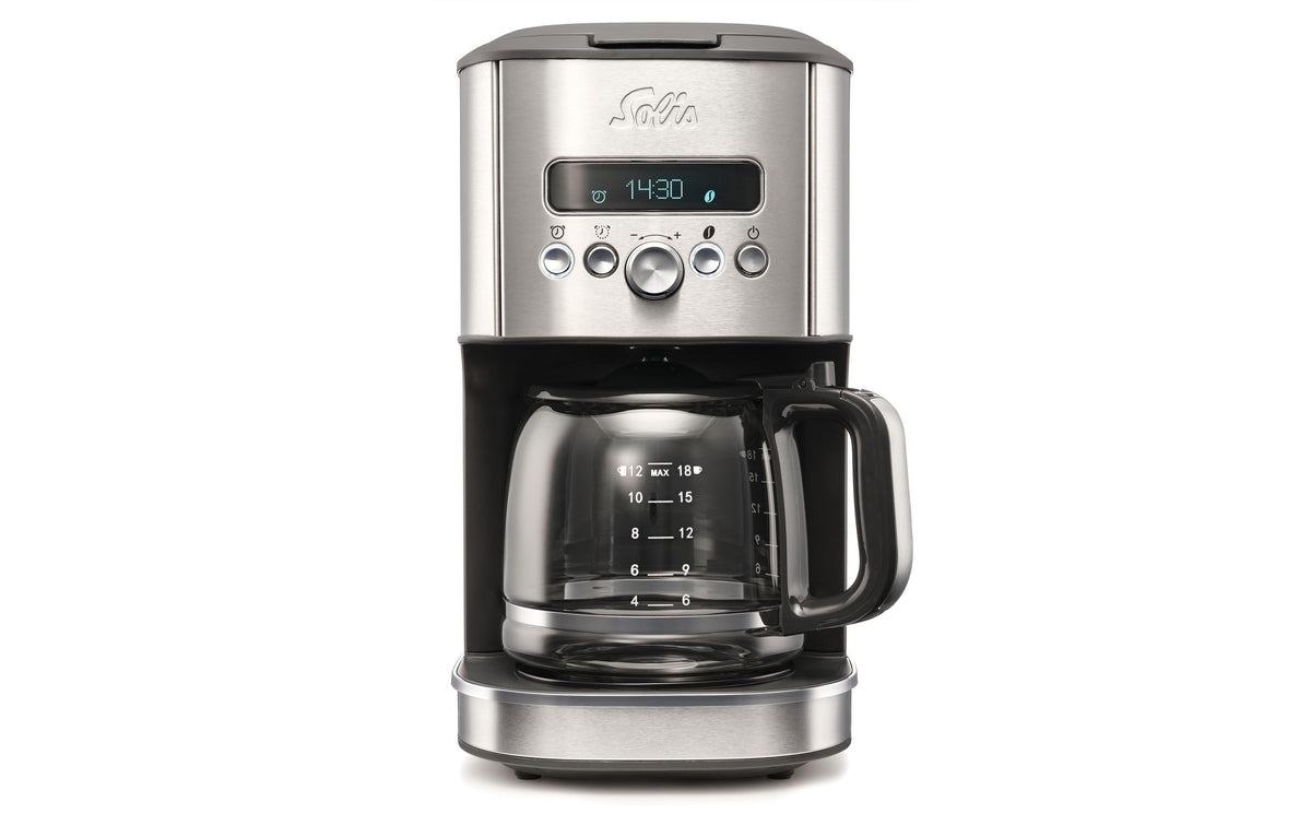 Solis Filterkaffeemaschine – 12 Tassen, 1,8 l, Warmhaltefunktion, Schwarz/Silber