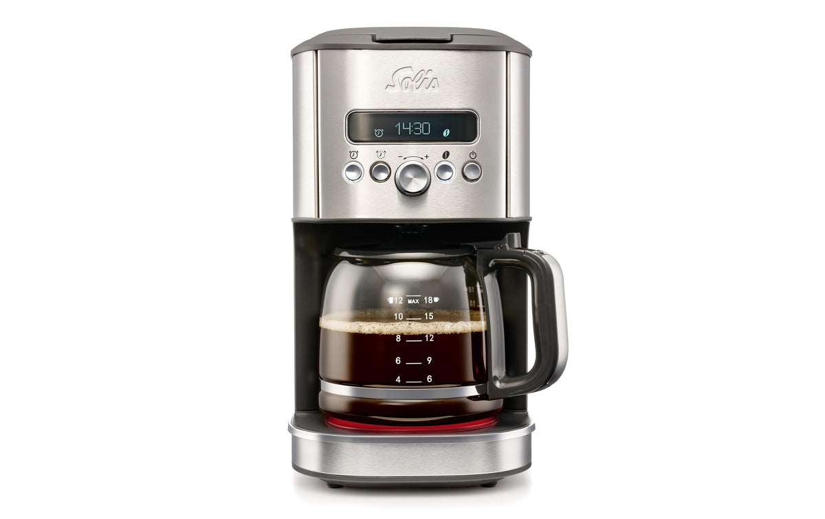 Solis Filterkaffeemaschine – 12 Tassen, 1,8 l, Warmhaltefunktion, Schwarz/Silber
