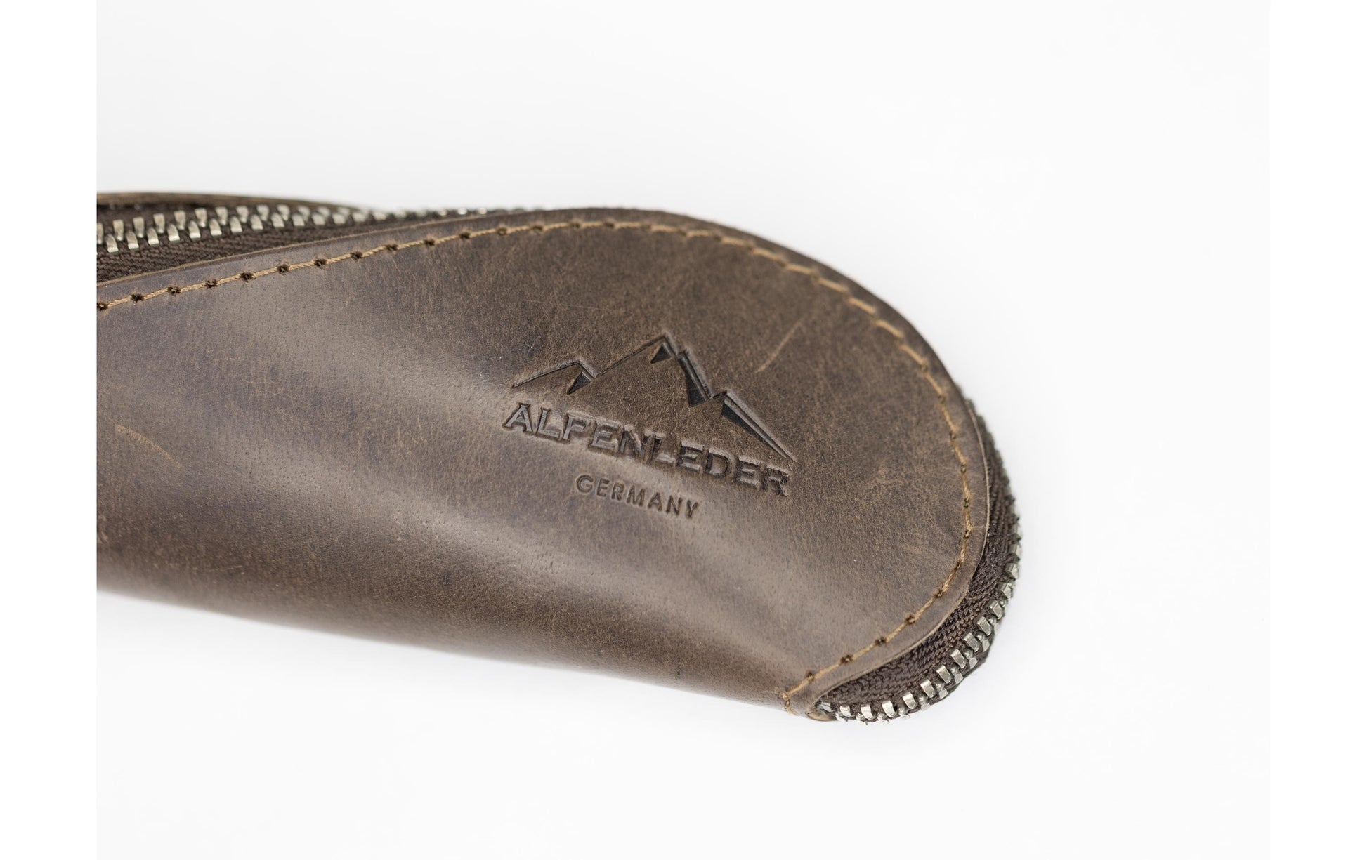 Alpenleder Schlamperetui, leer, dunkelbraun, Leder