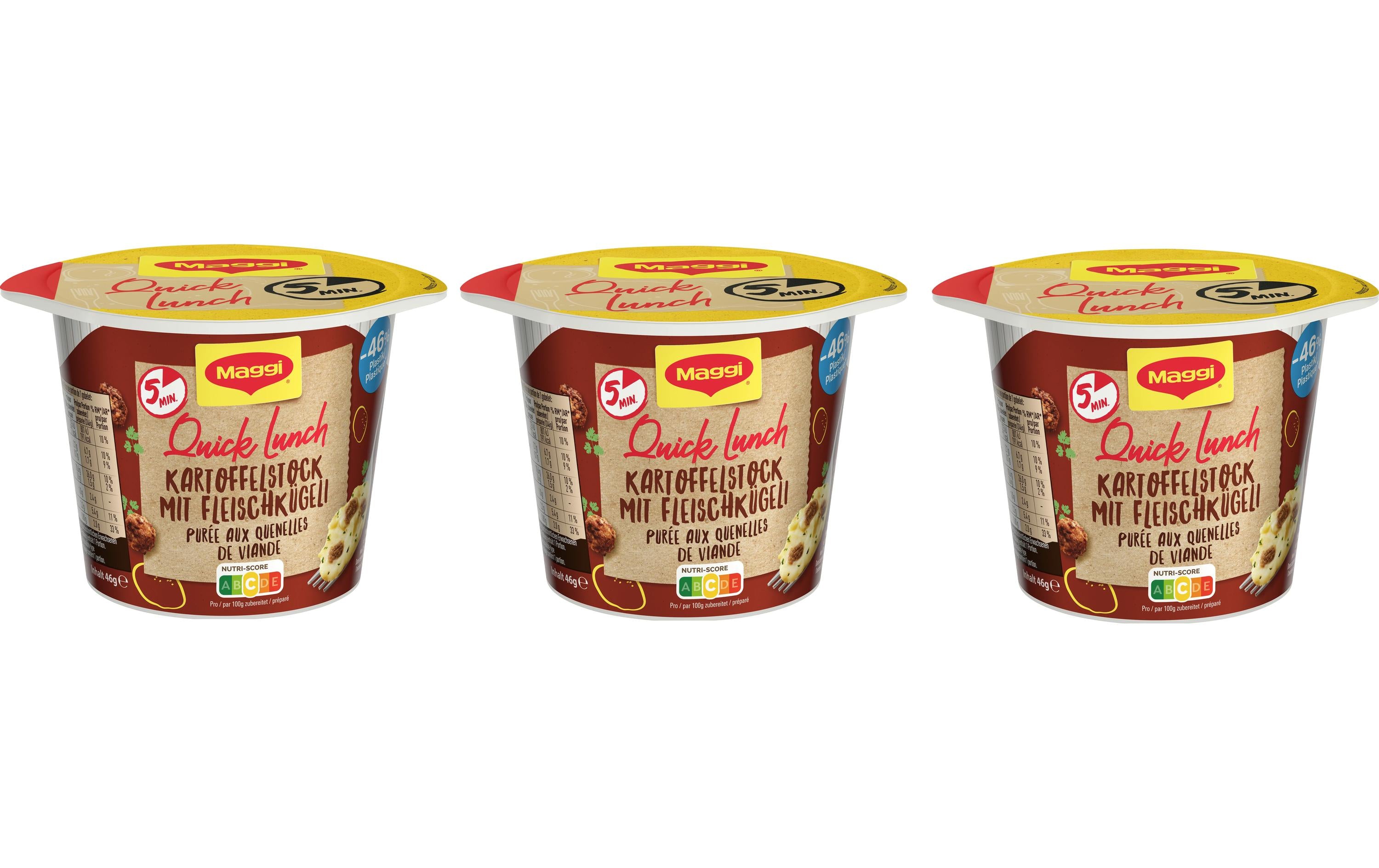 Maggi Quick Lunch Kartoffelgericht Fleischkügeli – 3×46 g
