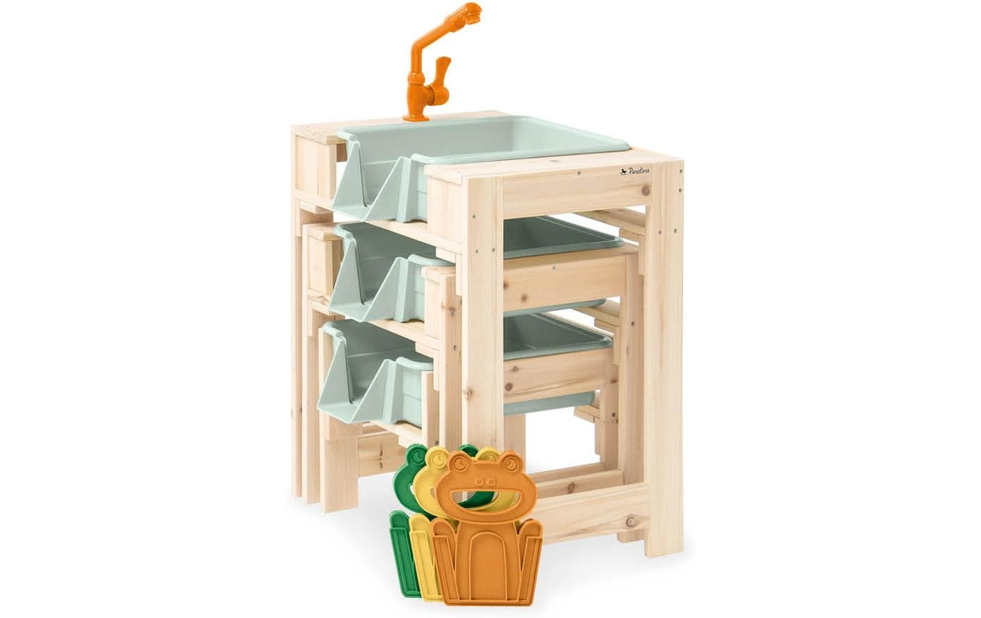 Pinolino Kinderträume Wasserspieltisch-Set – 98 × 61 × 39,5 cm – ab 2 Jahren – Massivholz, Beige