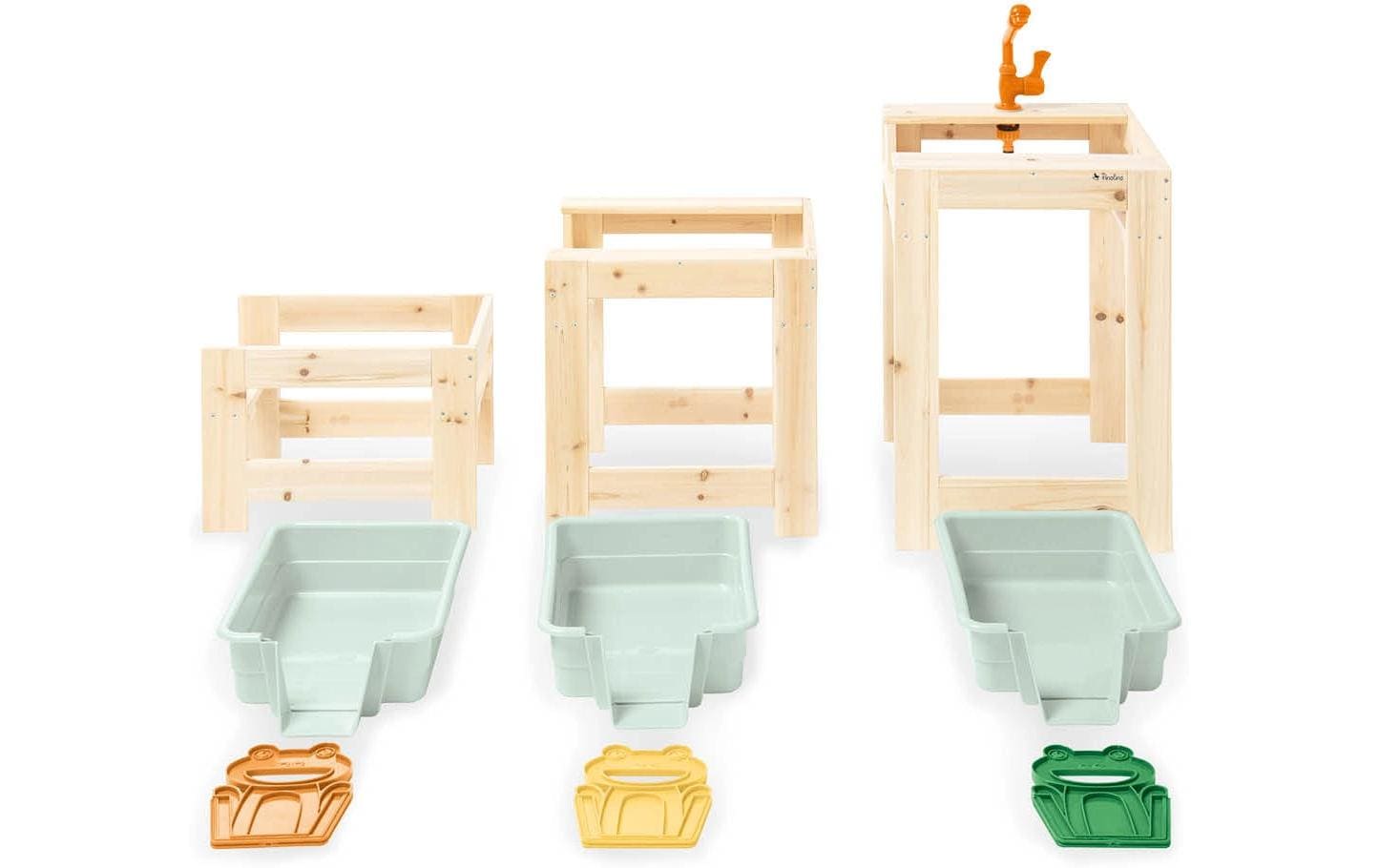 Pinolino Kinderträume Wasserspieltisch-Set – 98 × 61 × 39,5 cm – ab 2 Jahren – Massivholz, Beige