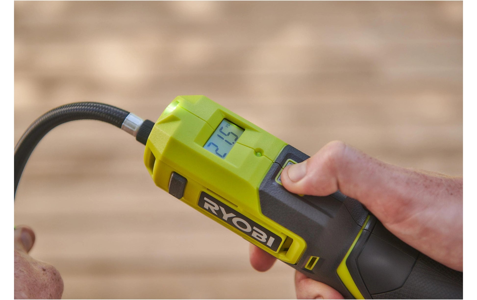 Ryobi werkstatt RI4-120G Akku-Mini-Kompressor – 4 V – 7 bar – 1×2,0 Ah & Ladekabel – USB-C