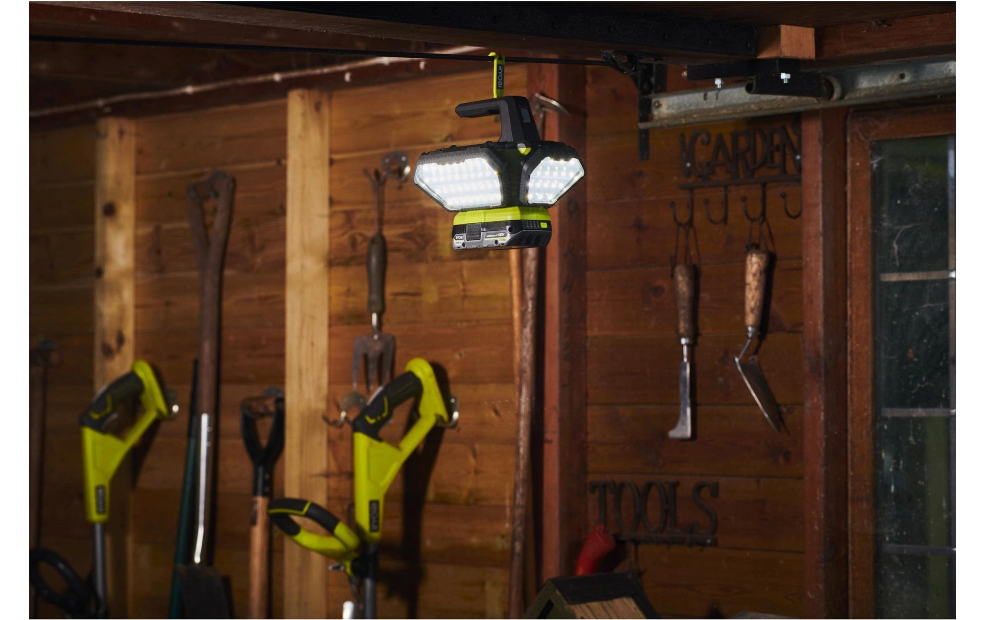 Ryobi werkstatt Ryobi Arbeitsleuchte R18L360-0 – 3500 lm, 360°, 18 V Akku, dimmbar, Haken, tragbar – Grün