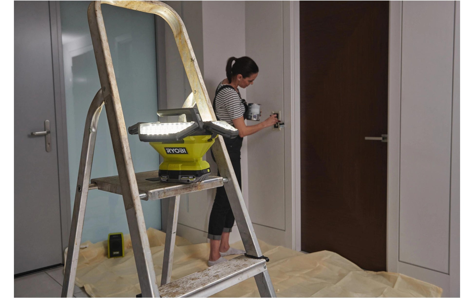 Ryobi werkstatt Ryobi Arbeitsleuchte R18L360-0 – 3500 lm, 360°, 18 V Akku, dimmbar, Haken, tragbar – Grün