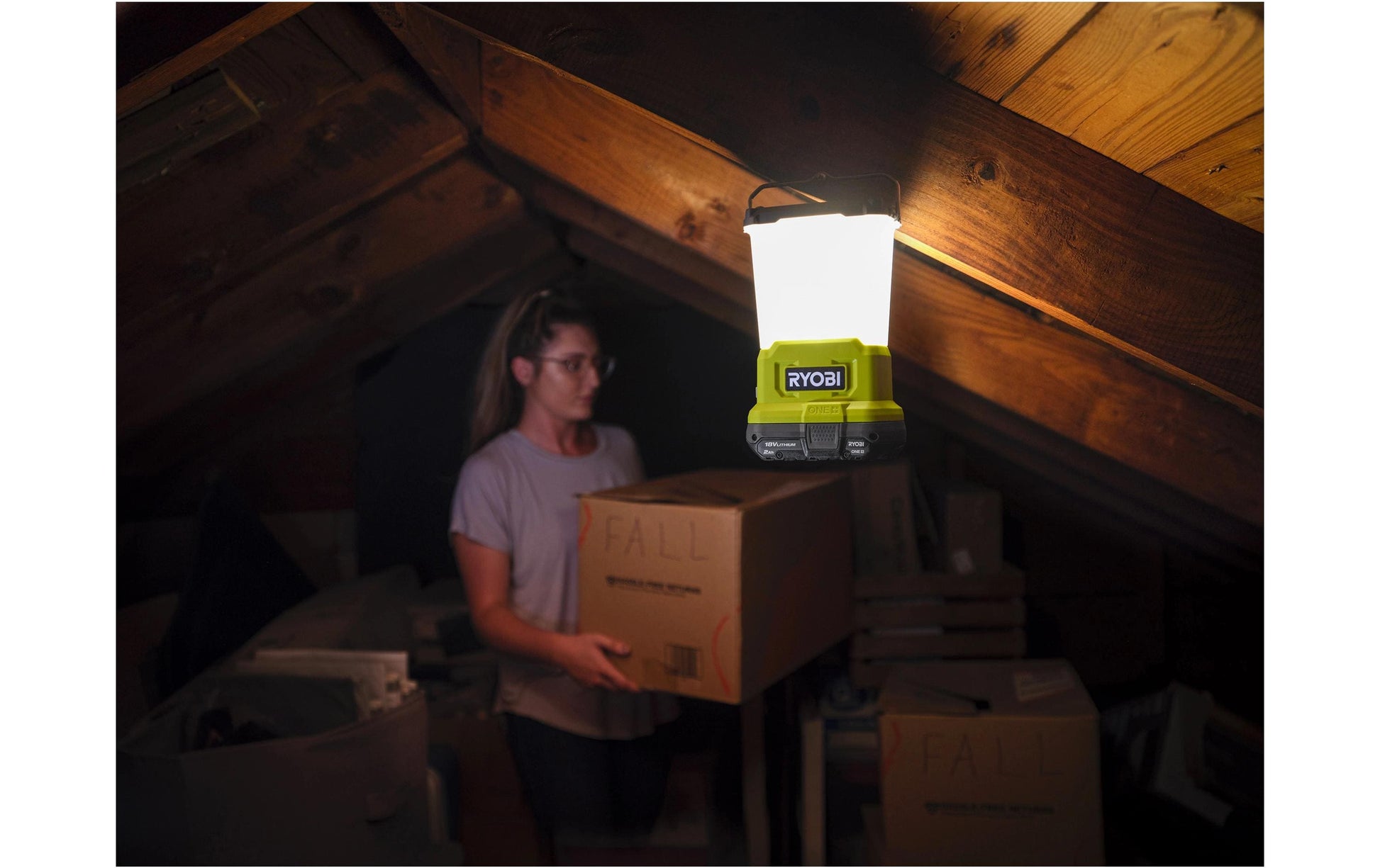 Ryobi werkstatt Ryobi Akku-Laterne RLL18-0 – 850 lm, warmweiss, dimmbar, für Ryobi ONE+ 18 V – Grün