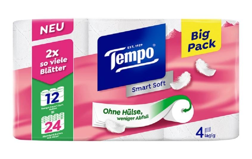Tempo Toilettenpapier – 4-lagig, 280 Blatt/Rolle – 12 Rollen