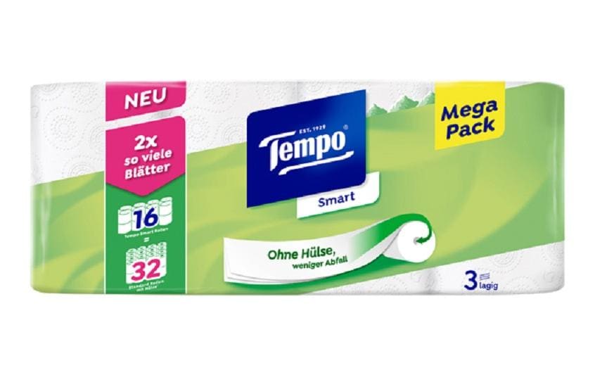 Tempo Toilettenpapier – 3-lagig, 300 Blatt/Rolle – 16 Rollen
