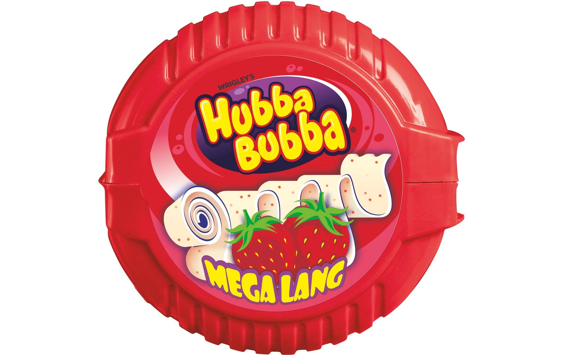 Hubba Bubba Rolle Mega Lang Kaugummi Erdbeere, glutenfrei, vegan – 12 × 56 g