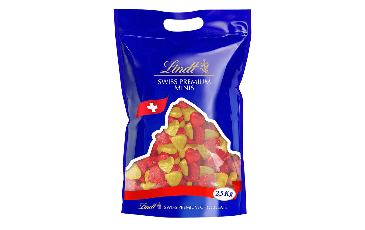 Lindt Herzschokolade – Milch, Rot & Gold – 485 Stück