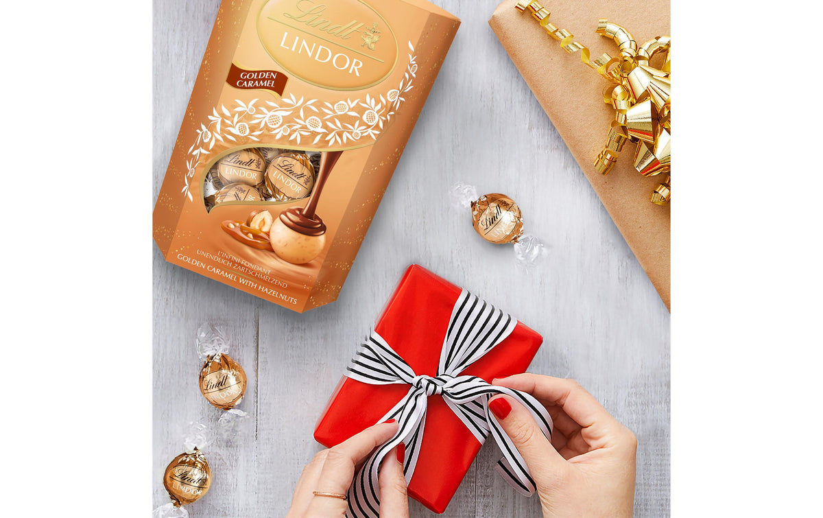 Lindt LINDOR Schokolade – Goldenes Karamell – 200 g
