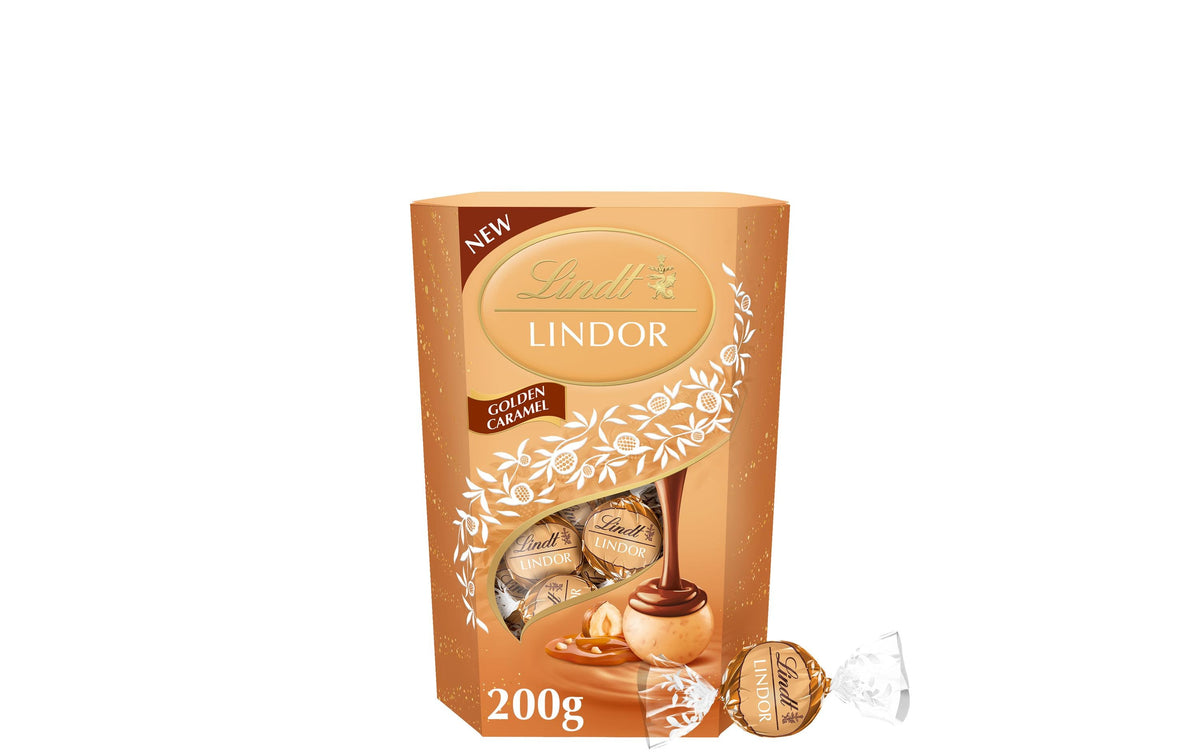 Lindt LINDOR Schokolade – Goldenes Karamell – 200 g