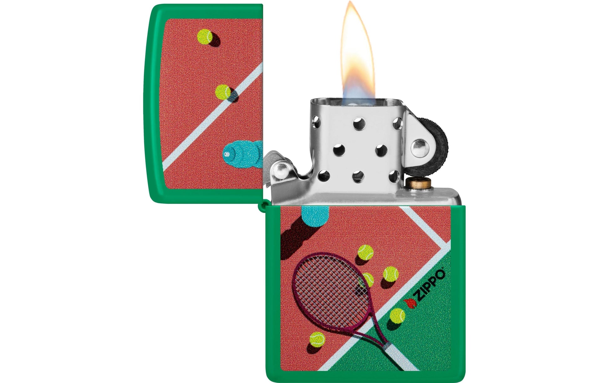 Zippo Feuerzeug – 60×20×85 mm – grün, Metall – 48629 Tennis Design