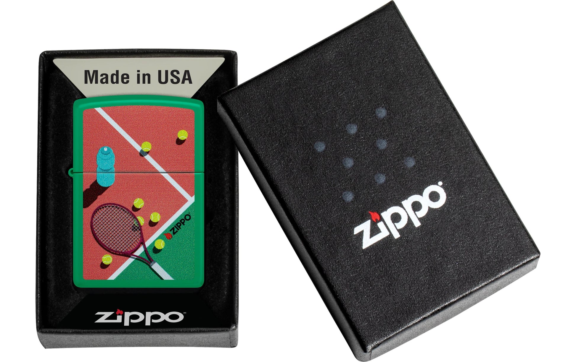 Zippo Feuerzeug – 60×20×85 mm – grün, Metall – 48629 Tennis Design