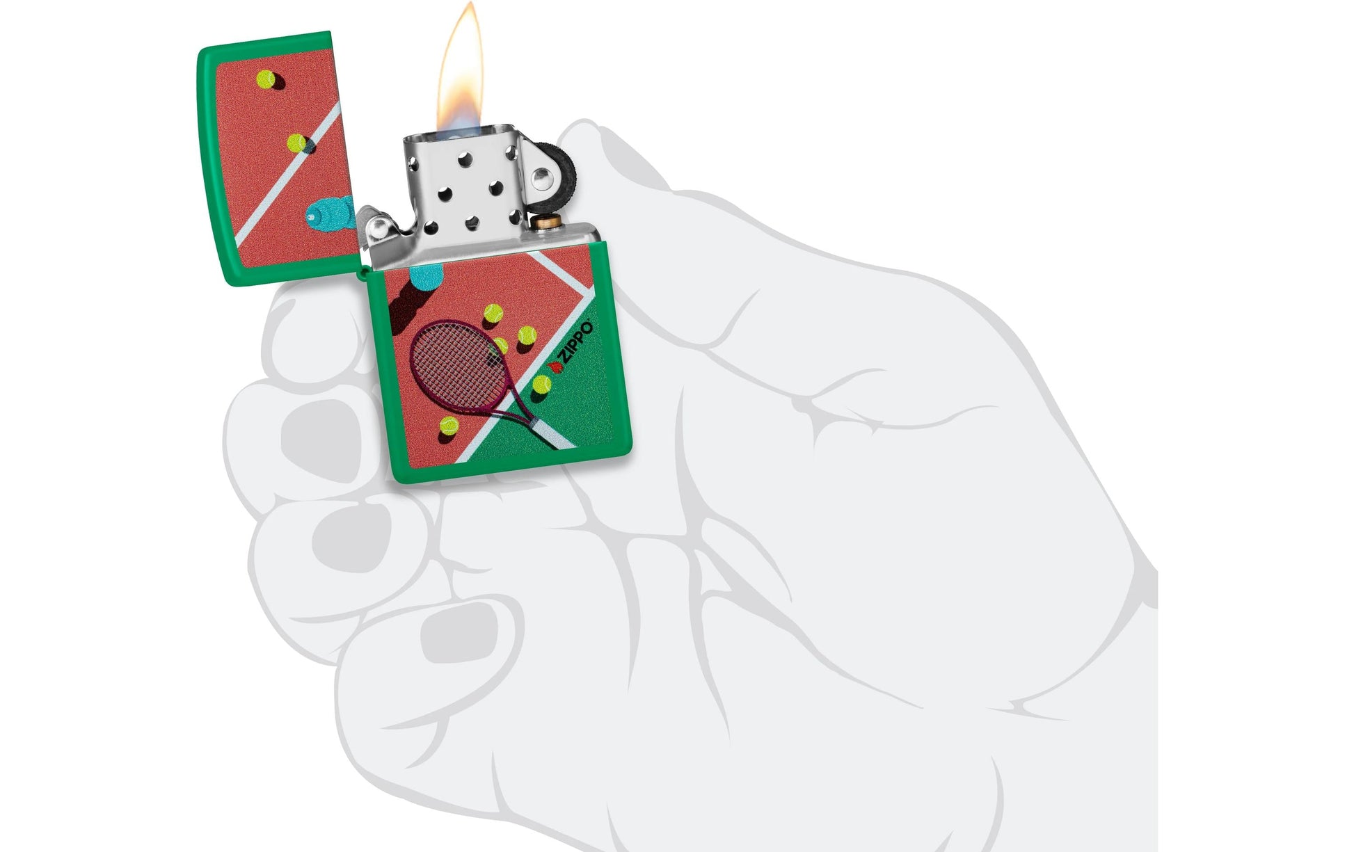 Zippo Feuerzeug – 60×20×85 mm – grün, Metall – 48629 Tennis Design