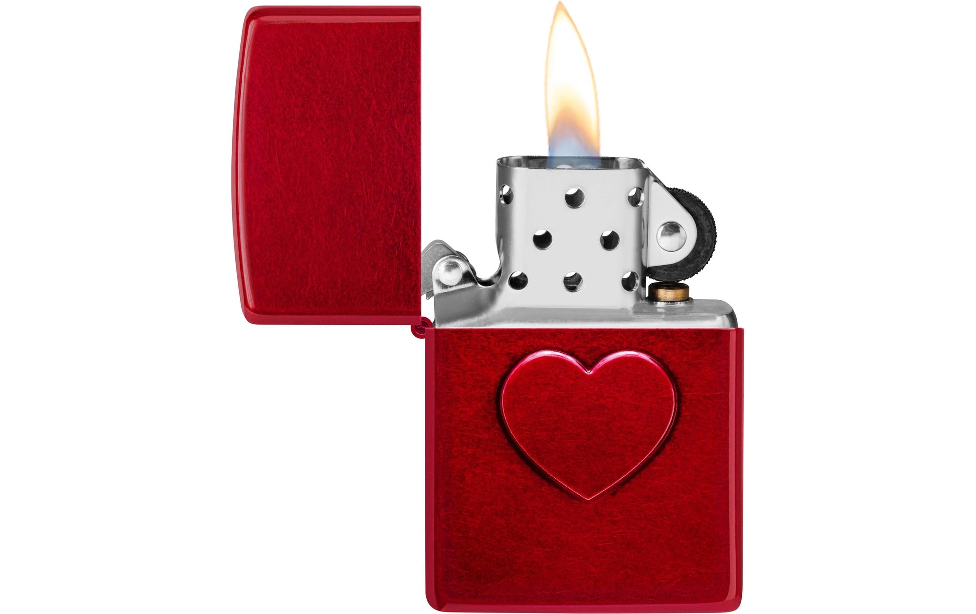 Zippo Feuerzeug – Geprägtes Herz Design – rot, Metall – 60 × 20 × 85 mm