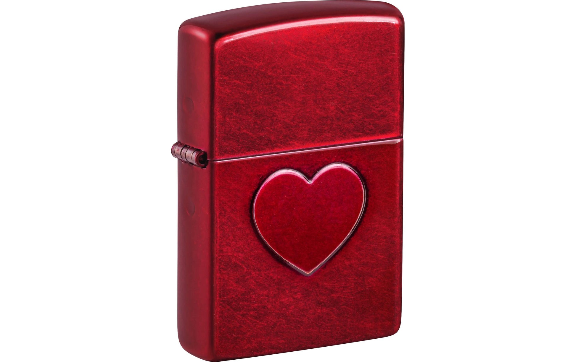 Zippo Feuerzeug – Geprägtes Herz Design – rot, Metall – 60 × 20 × 85 mm