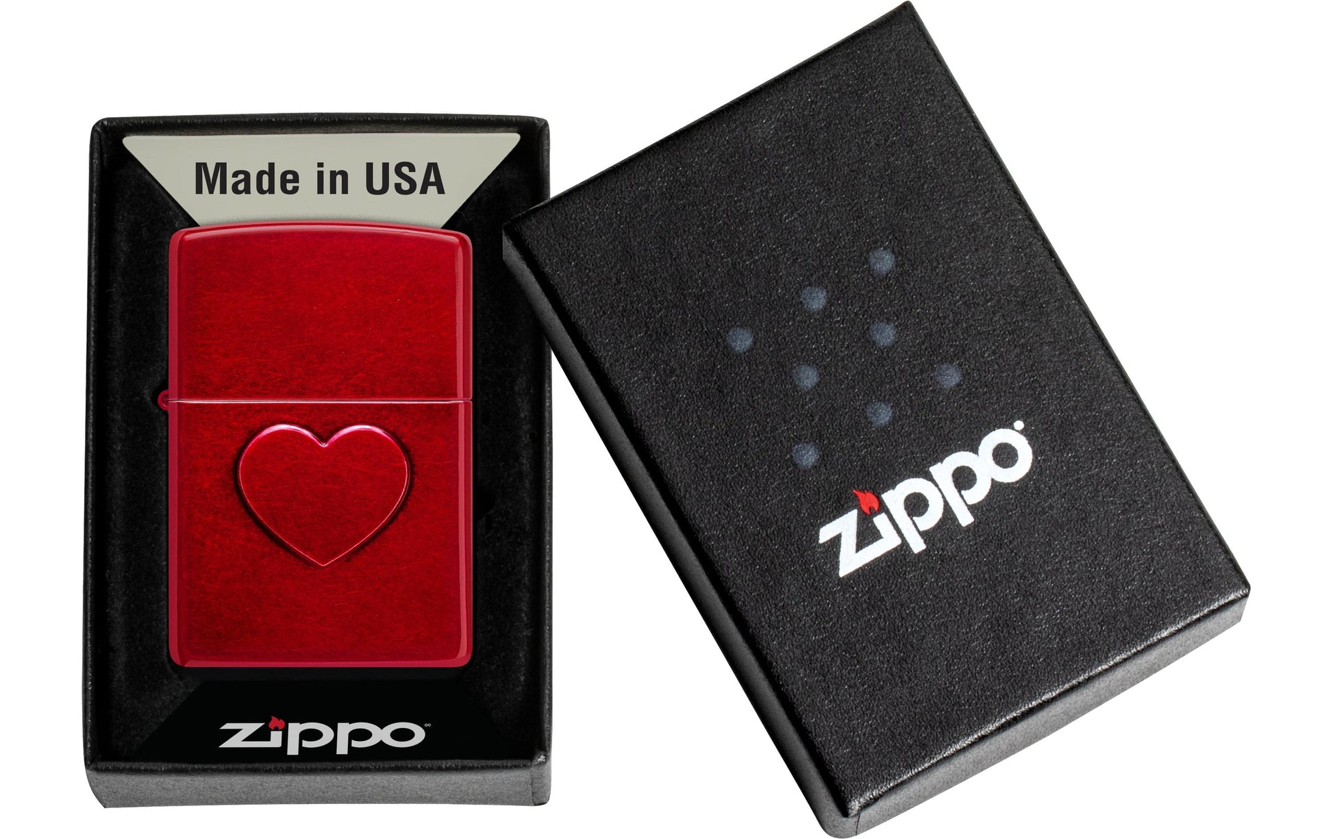 Zippo Feuerzeug – Geprägtes Herz Design – rot, Metall – 60 × 20 × 85 mm