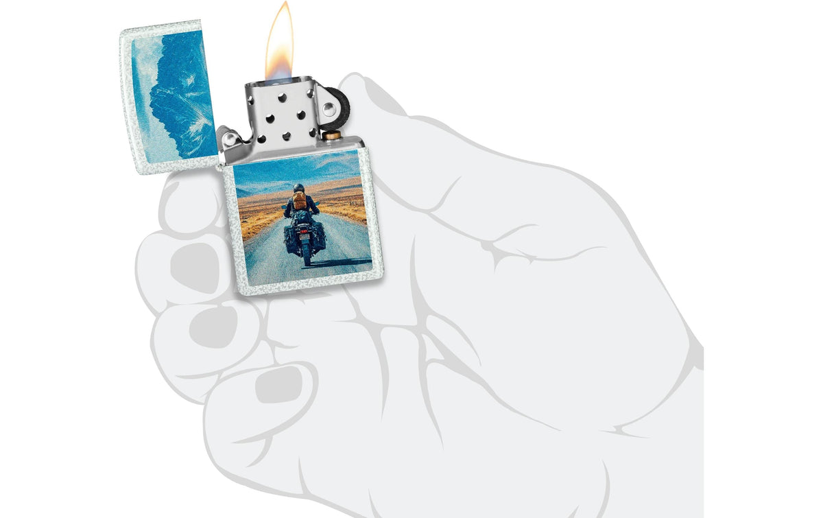 Zippo Feuerzeug Motorcycle Design – Blau – 6 × 2 cm – Metall