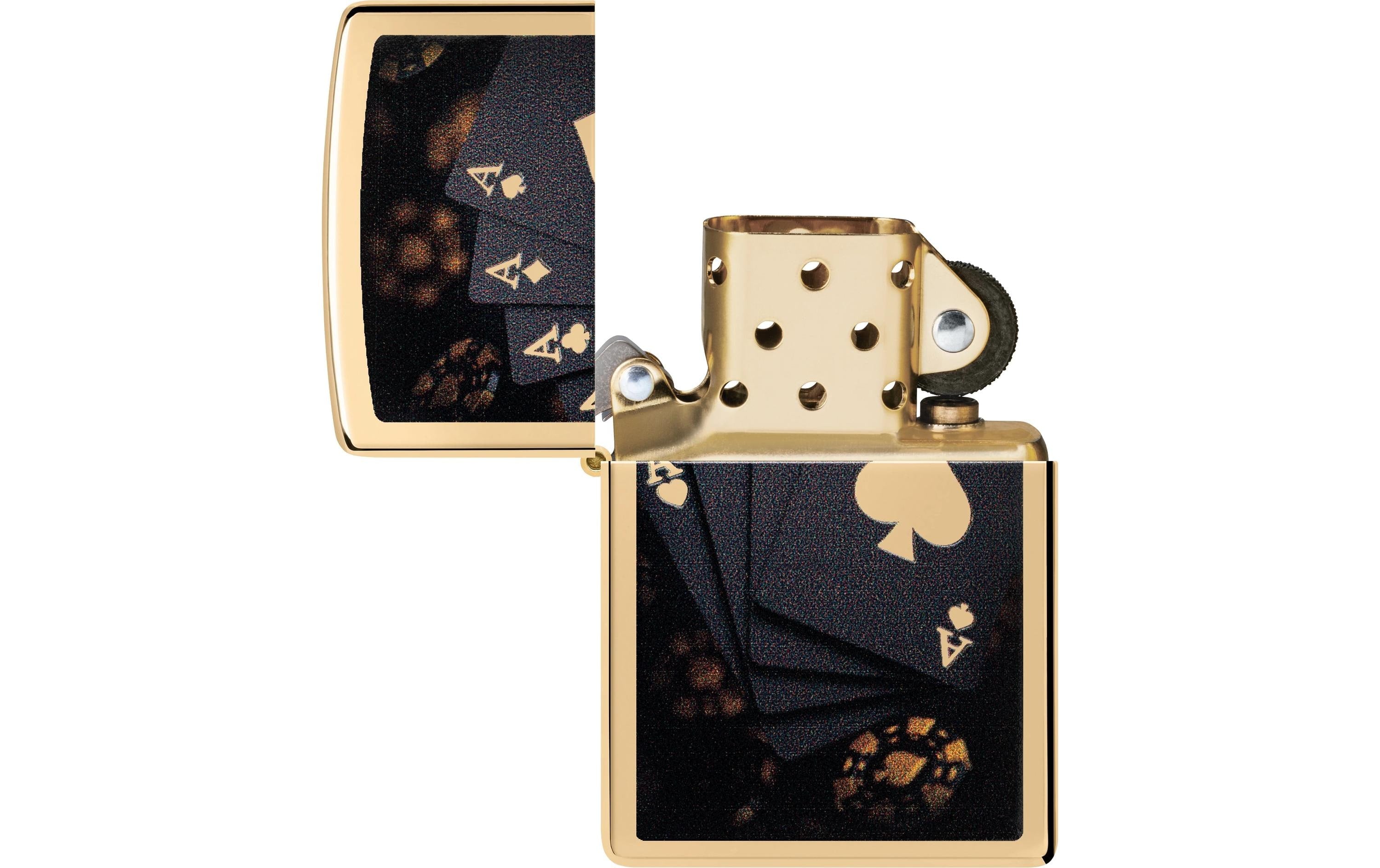 Zippo Feuerzeug – 80 g, 60 × 20 × 85 mm – gold, Metall – 254B Poker Design