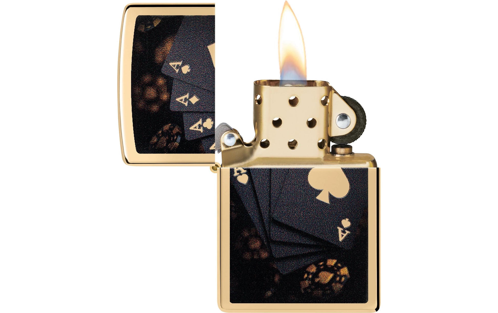 Zippo Feuerzeug – 80 g, 60 × 20 × 85 mm – gold, Metall – 254B Poker Design