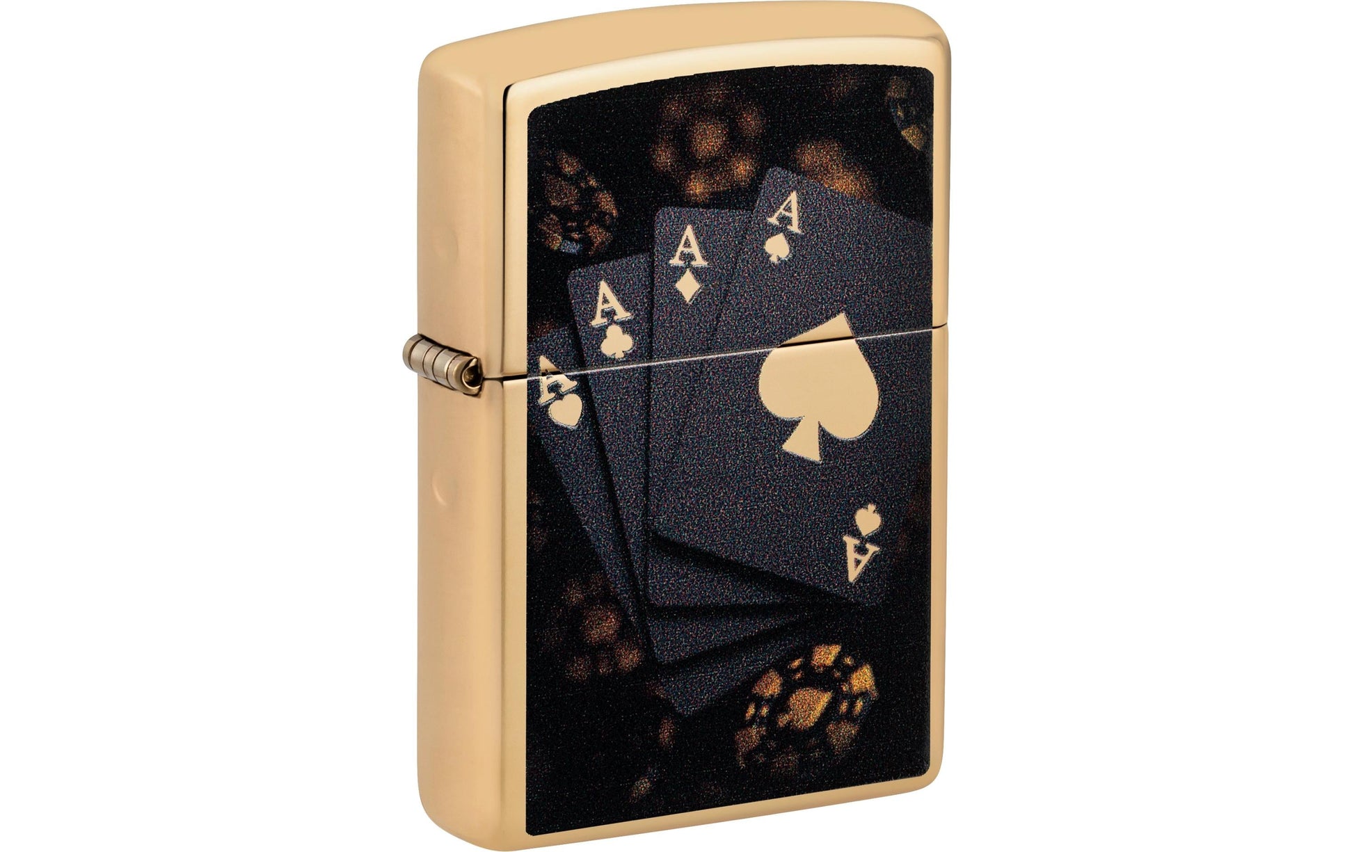 Zippo Feuerzeug – 80 g, 60 × 20 × 85 mm – gold, Metall – 254B Poker Design
