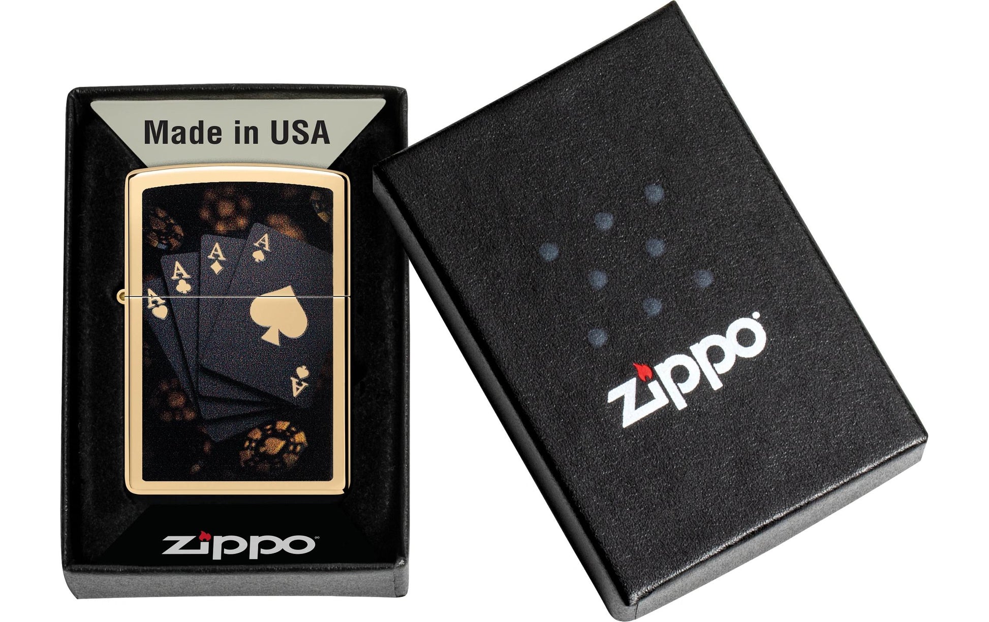 Zippo Feuerzeug – 80 g, 60 × 20 × 85 mm – gold, Metall – 254B Poker Design