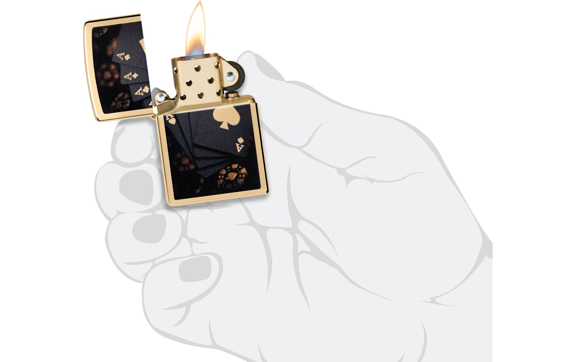 Zippo Feuerzeug – 80 g, 60 × 20 × 85 mm – gold, Metall – 254B Poker Design